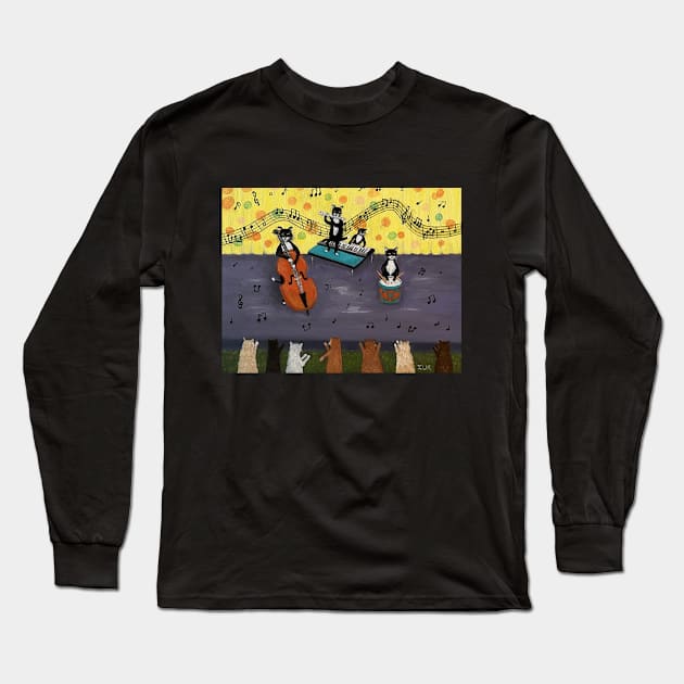 Jazz Cats Long Sleeve T-Shirt by KarenZukArt